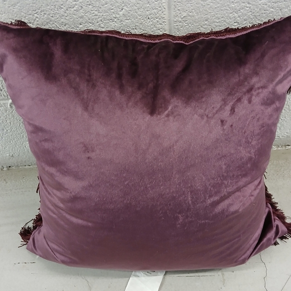 New Z Gallerie Chloe Velvet Fringe Pillow. Plum - Picture 5 of 10